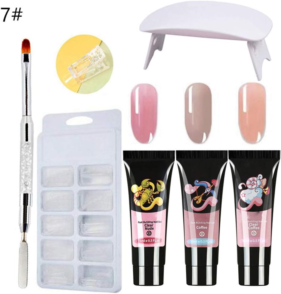 Liveday Poly Nail Gel Kit Polish Nail Art Extension Acrylic Kits Quick Dry