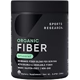 Sports Research&reg; Organic Fiber Powder, 30 Servings | Psyllium Husk &amp; Prebiotic Agave Inulin w/Soluble &amp; Insoluble Fiber | Helps Maintain Regularity | Non-GMO, Vegan, Gluten-Free