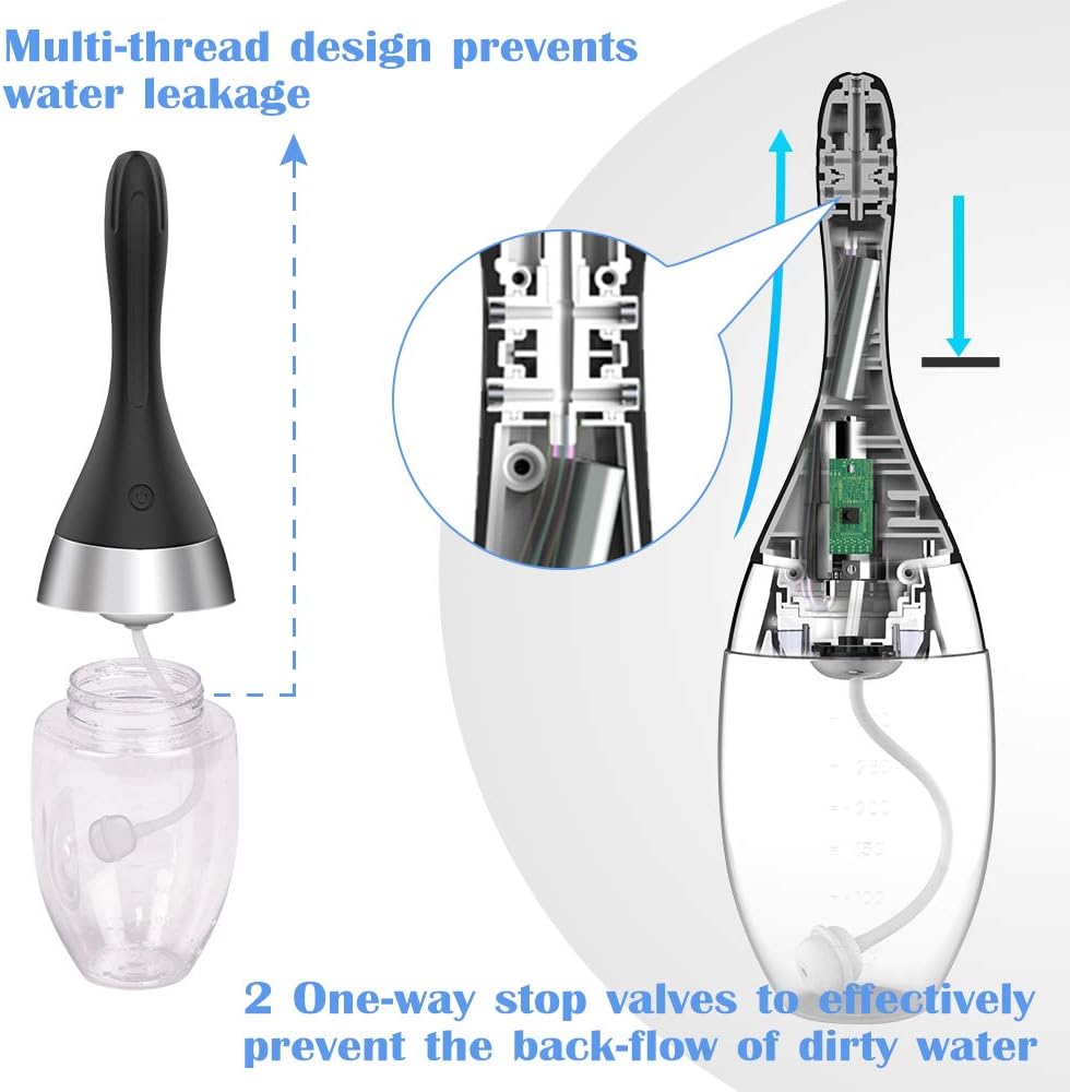 Automatic Electric Enema Bulb with 3 Speeds, Adorime Rechargeable Anti Back-Flow Enema Douche for Men Women Colon Cleansing, Silicone Douche Cleaner Enema Kit Douche Bottles 12oz: Health & Personal Care