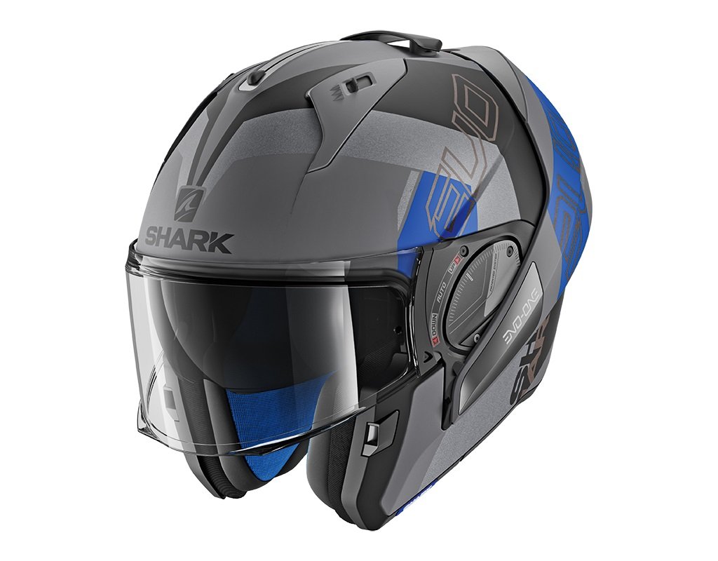 Shark Casque moto EVO-ONE 2 SLASHER MAT AKB L Anthracite//Bleu