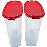 Tupperware mm plastic oval shape containers with cap(2.3l, red and white) - set of 2
