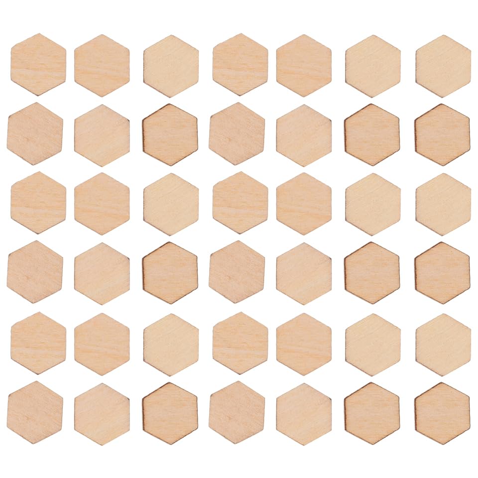 Milisten Beech Wooden Hexagonal Pieces Ornaments 200Pcs Unfinished Wood Shapes for DIY Crafts Wedding Birthday Christmas Decorations