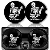 Yonlevres Car Coasters for Cup Holders, Skull Skeleton, 2 Pack | 2.75