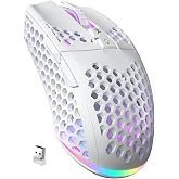 SOLAKAKA SM600 White Wireless Gaming Mouse,Tri-Modes BT5.1/Type-C Wired/2.4G Wireless Mouse with 2 Side Buttons, Programmable Macro Gamer Mouse with RGB Light for Laptop/PC/Mac