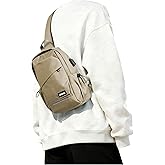 SEAFEW Khaki Sling Bag for Men women, Small Anti Theft One Strap Motorcycle Backpack, Mini Sling Tactical Chest Bag Daypack Crossbody Sling Backpacks for Casual Travel Hiking Gym Outdoor Sports