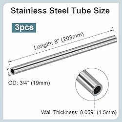 Deyyol 304 Stainless Steel Tubing, 3 Pcs 3/4" OD
