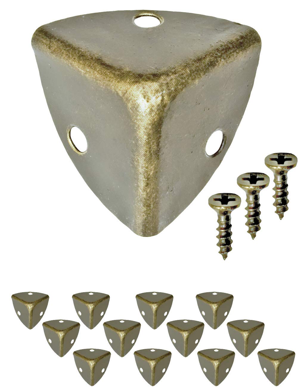 FUXXER - 10 Pieces Antique Furniture Corner Protector Metal Corner Protector for Crates, Furniture, Shelves, Edge Protection - Antique Brass Look - 38x38mm