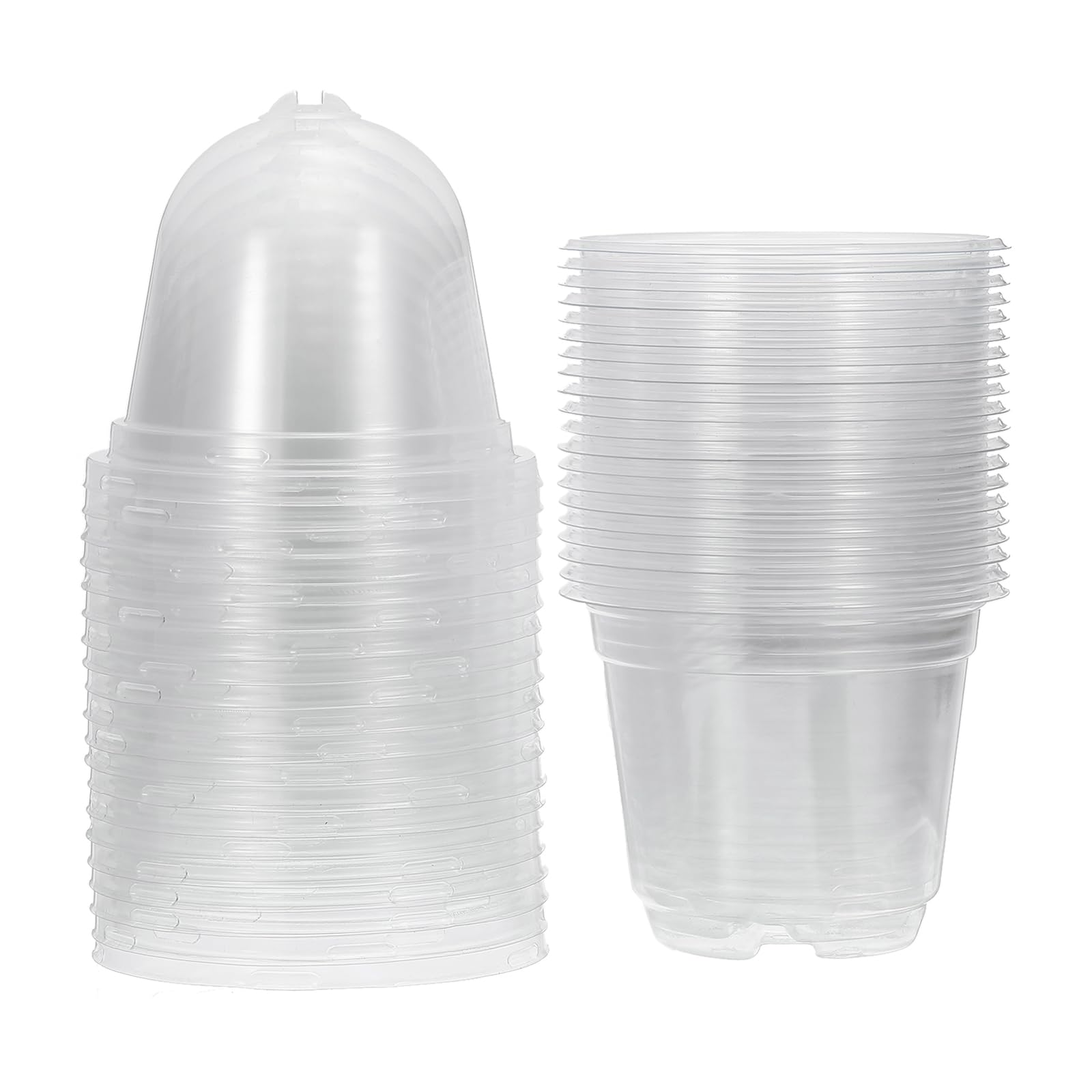 PATIKIL Nursery Pots with Humidity Dome, 20 Sets 4" Plastic Gardening Pot Planting Container Cups Plant Starting Pots with Drainage Holes, Transparent