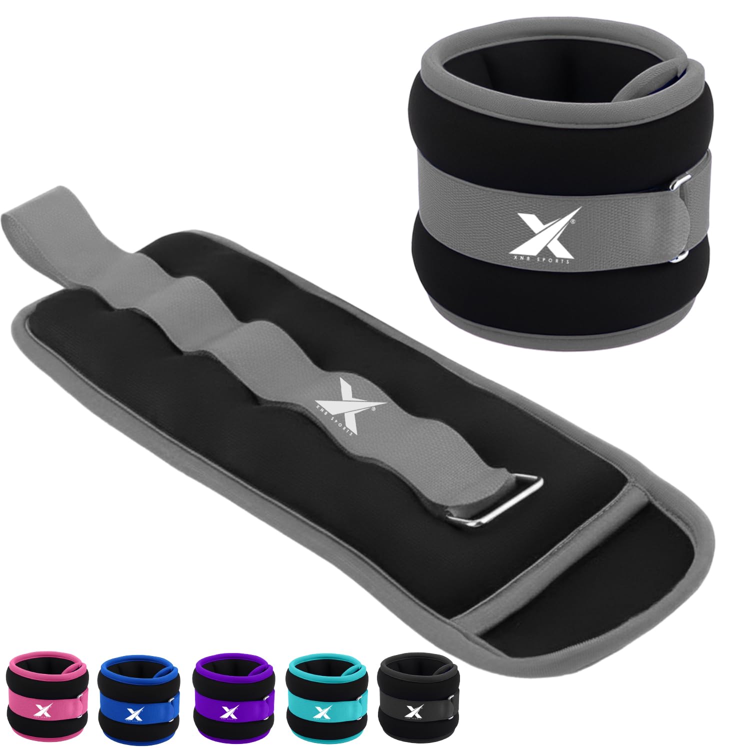 Xn8 Neoprene Ankle Weights With Strap, Pair of (0.5kg,1kg,1.5kg,2kg,2.5kg,3kg) Leg Weights, Wrist Weights, Arm Weights for Home Fitness, Strength Training, Running, Walking, Gym, Workout, Aerobics