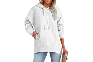 AlvaQ Womens Oversized Hoodies Fall Winter Casual Quilted Long Sleeve Drawstring Hooded Pocketed Sweatshirts Pullover Top