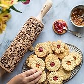 LOTUS embossing rolling pin with Lotus flower Pattern. Dough roller for embossed cookies and Pottery by Algis Crafts