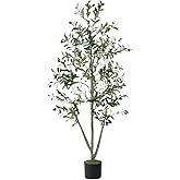 Olive Tree,5FT Faux Trees Indoor with Moss and Planter,Artificial Plants Indoor Faux Olive Tree with Realistic Trunk and Lifelike Fruits, Fake Tree for Home Office Living Room Decor