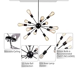 LIGHTDAMY Sputnik Chandeliers Black, Modern