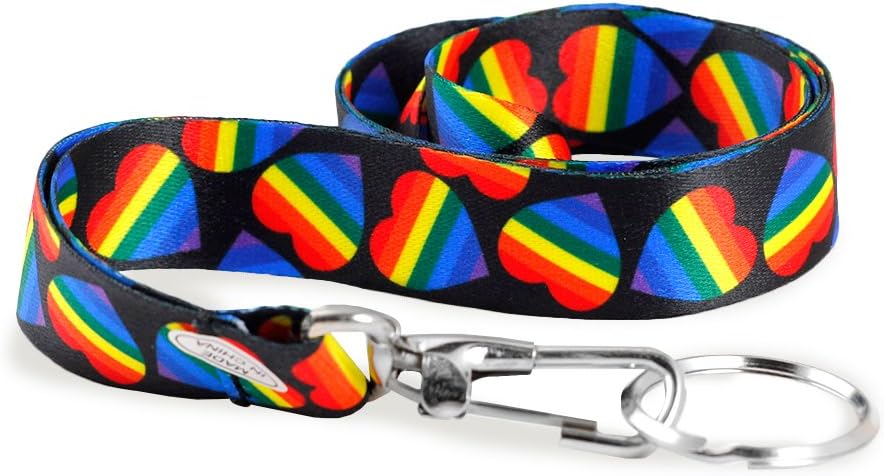 LGBTQ - Rainbow Heart Gay Pride Lanyard/Badge Holder (1 Lanyard - Retail)