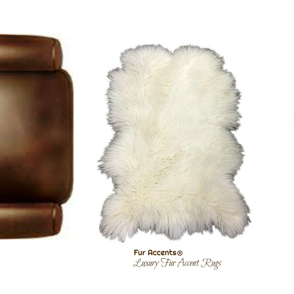Thick Soft Sheepskin Pelt Rug - White - Shaggy Luxury Fur - 100% Animal Friendly Faux Fur - Easy Car