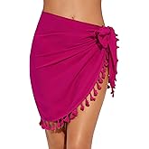 Lecieldusoir Women's Sarong Coverups Bathing Suit Wrap Skirt Beach Wrap Swimsuit Cover Ups with Tassels