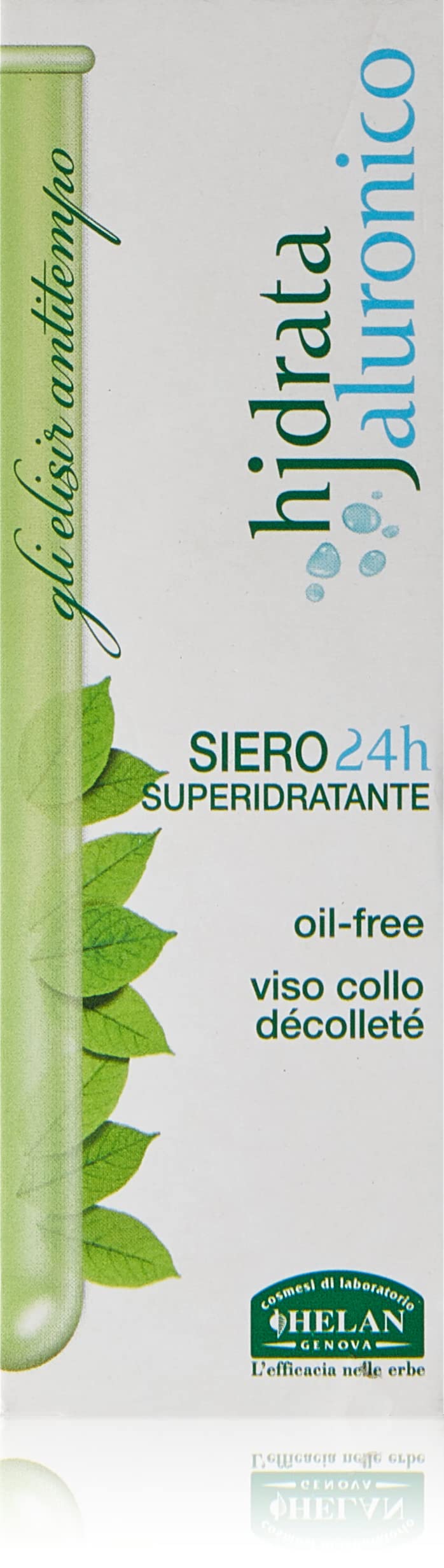 Helan, Hjdrata Jaluronico, Hyaluronic Acid Face Serum Drops, Super Moisturising Gel for Dry Skin, Even on Neck, Transparent, 30 ml - Made in Italy