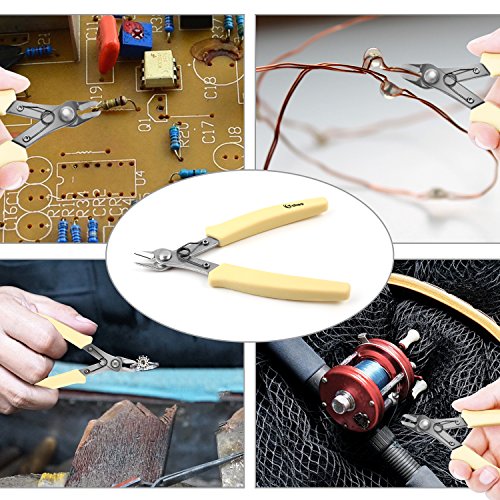 VAKOO Wire Flush Cutter 5-Inch VK-23 Micro Diagonal Cutting Pliers for Electronics and Jewelry Marking- Yellow