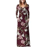 GRECERELLE Womens Long Sleeve V Neck Casual Button Maxi Dress 2025 with Pockets