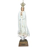 Toccare Hand Painted Our Lady of Fatima Statue - Made in Fatima (13.5", Glass Eyes)