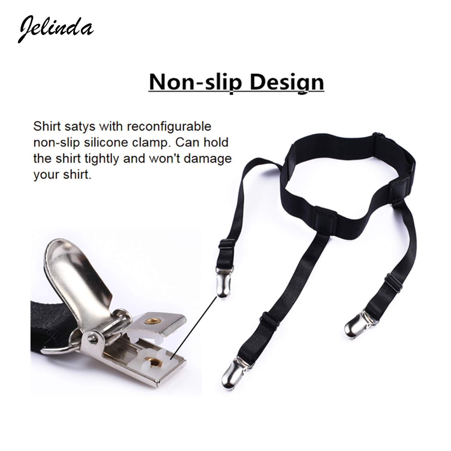 Jelinda Shirt Stays for Men Adjustable Elastic Police Military Shirt