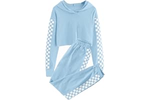 Meikulo Kids 2 Piece Outfits Girls Crop Tops Hoodies Long Sleeve Fashion Sweatshirts and Sweatpants