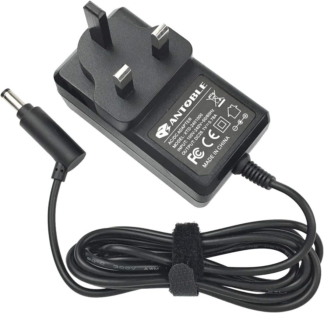 Antoble 26.1V 0.78A Power Supply Charger Plug Compitable with Dyson V6 V7 V8 SV03 SV04 SV05 DC58 DC59 DC61 DC62 P/N 965876-01 965875-07 Absolute Handheld Cordless Vacuum Cleaner Cord Adapter