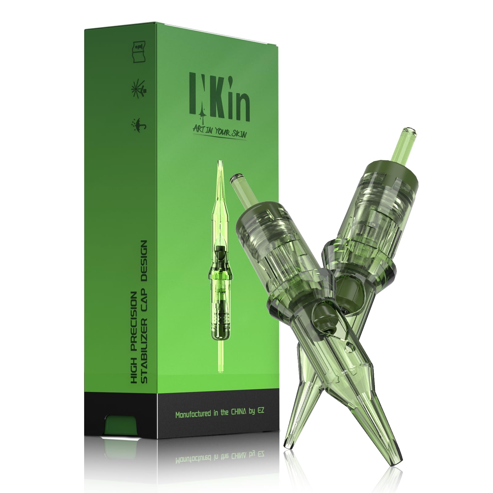 INKin 5RS Tattoo Needles Cartridge 10Pcs, Tattoo Cartridge Needles #12 Standard 0.35mm Round Shader Re-Define Precision, Upgraded Design Disposable Durable Needle Cartridges for Tattooing(REVO 1205RS)