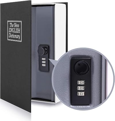 Ohuhu Book Safe with Combination Lock Black Portable Diversion Money Box Secret