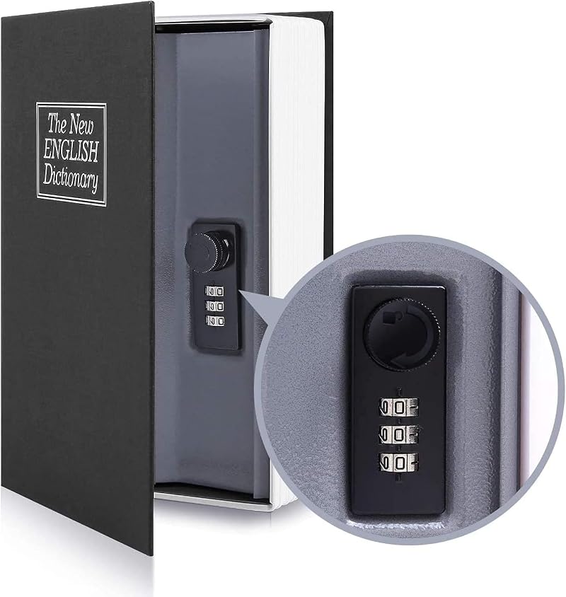Ohuhu Book Safe with Combination Lock Black Portable Diversion Money Box Secret