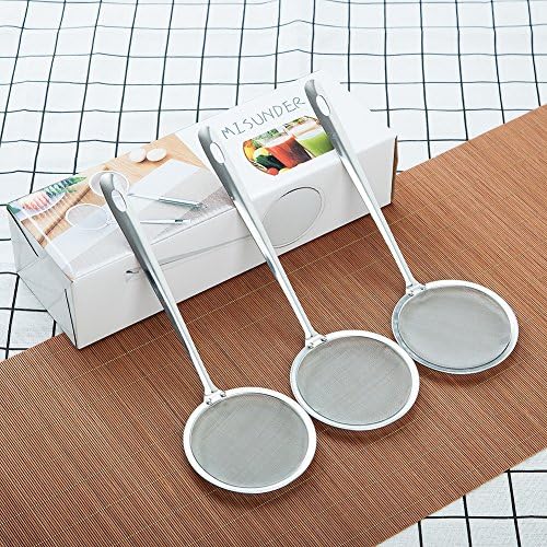 Mesh Strainer Stainless Steel 18/8 - 2017 MISUNDER Kitchen Utensil with Flat Handle for Juice Tea Cookings, Set of 3(XH-6657)