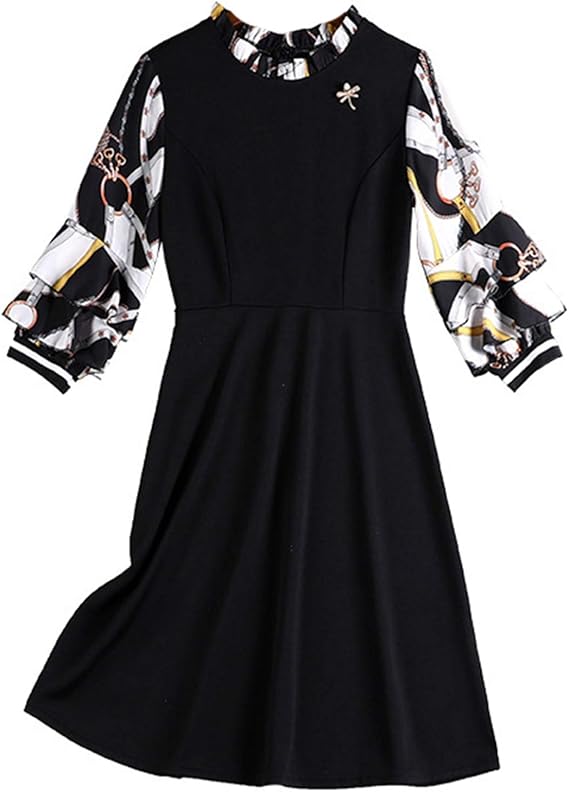 Amazon チュニック ワンピース 春用 フェイクレイヤード 膝丈 体型カバー 着痩せ 肌触り 薄手 着回し カジュアル 女性 可愛い 低身長 普段使い 通勤 ルームウェア お出掛け パーティー お嬢様 キレイめ ブラック ワンピース チュニック 通販