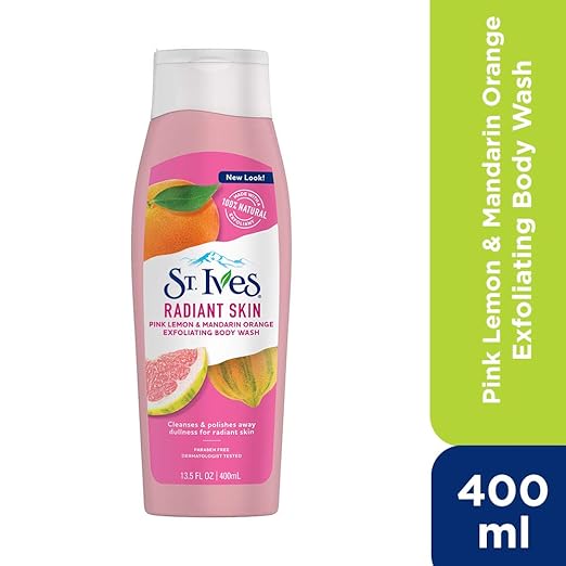 St. Ives Radiant Skin Pink Lemon & Mandarin Orange Exfoliating Body Wash, 400 ml