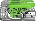 Wago 221 Series Green Range 3 Wire Terminal Block 4 mm² 3-Pole Lever Pluggable view 2