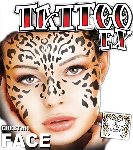 Cheetah or leopard big cat tattoo face party