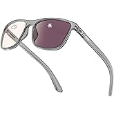 Bloomoak Rose Tinted Photochromic for Indoor/Outdoor UV 400/Migraine Relief Glasses for Fluorescent LED Glare/Photophobia
