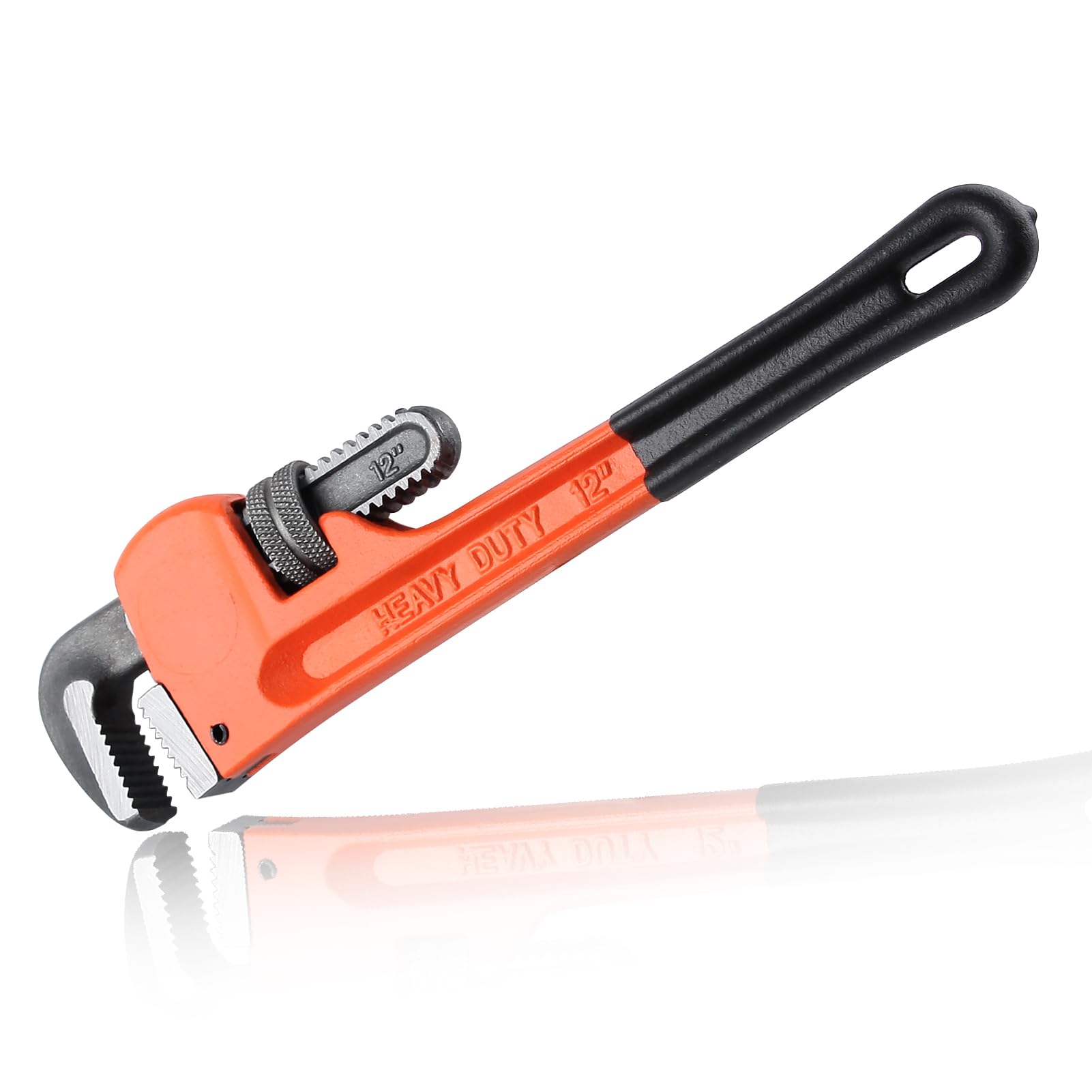 LEONTOOL Heavy Duty Adjustable Straight Pipe Wrenches 12-Inch Adjustable Plumbing Wrench Plumbers Wrench Tools with Soft Grip and Adjustable Jaws for Various Pipe Maintenance, 1-3/4 inch Jaw Capacity