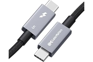 [Intel Certified] Cable Matters 80Gbps Braided Thunderbolt 5 Cable with up to 120Gbps Bandwidth Boost and 240W Charging in Bl