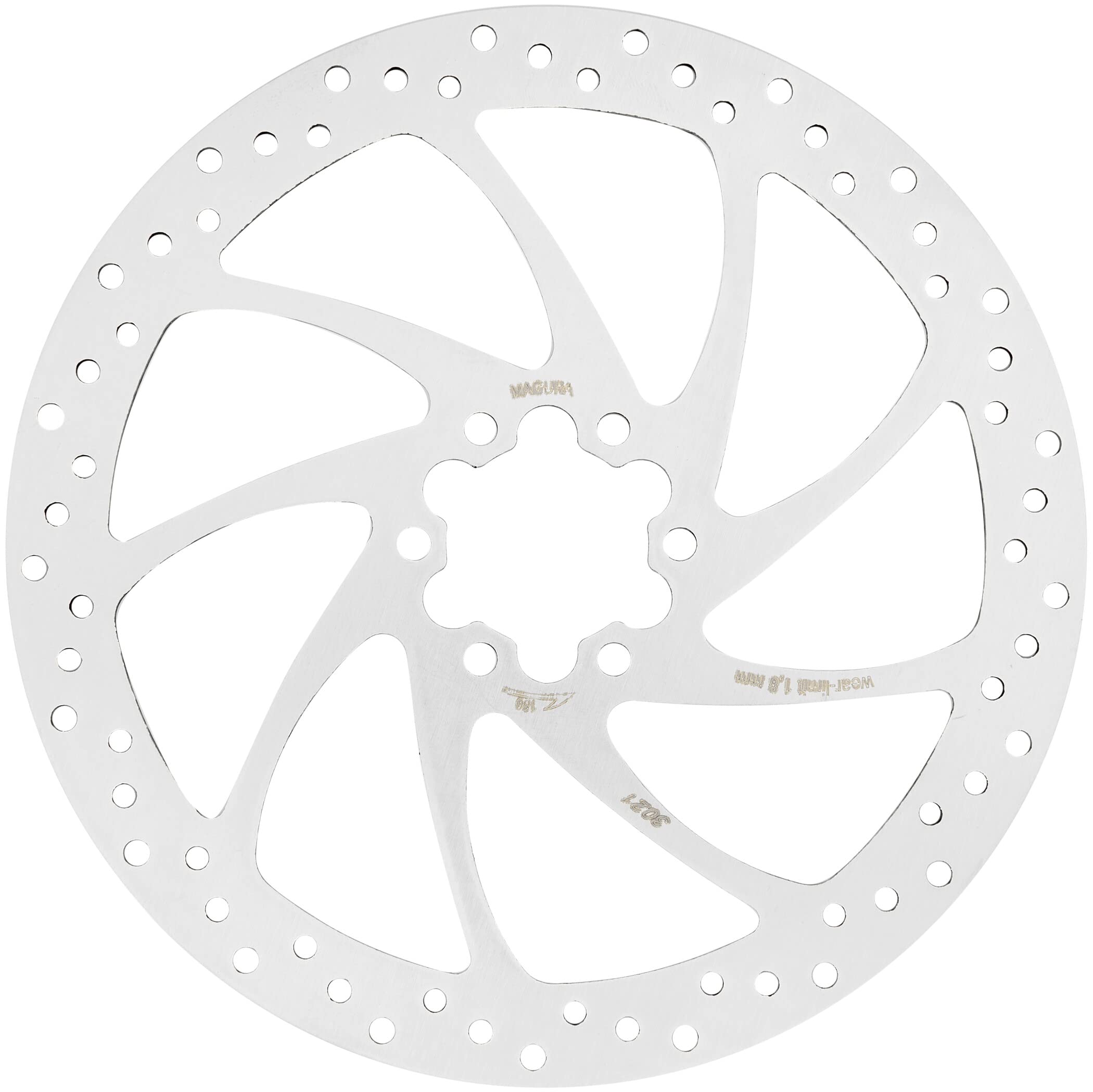 Magura 6-hole brake disc, silver, diameter 180 mm.