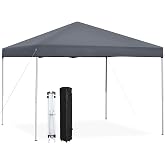 JupiterForce 10 x 10 Pop Up Canopy Tent Easy Set-up, Height Adjustable Outdoor Canopy Patio Waterproof Sun Shade Shelter Instant Canopy with Wheeled Carry Bag, Ropes