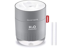 SmartDevil Small Humidifiers, 500ml Desk Humidifiers, Whisper-Quiet Operation, Night Light Function, Two Spray Modes,Auto Shut-Off for Bedroom, Babies Room, Office, Home (Gray)