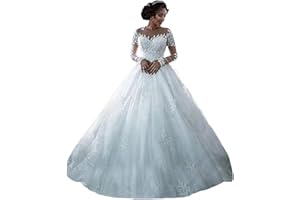 Yuxin Ball Gown Lace Wedding Dresses for Bride 2025 Off Shoulder A Line Princess Bridal Dress with Sleeve Train YX026
