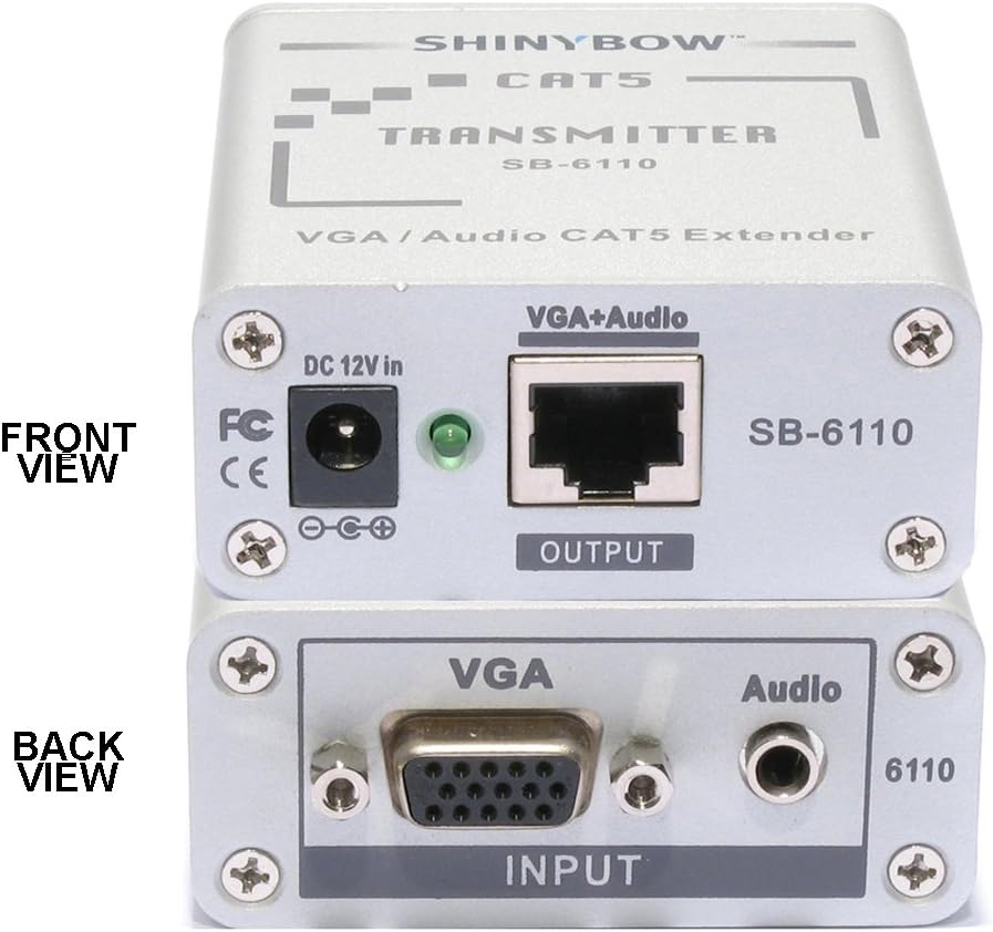 VGA RGBHV + PC Stereo Audio Transmitter Extender via CAT5/6 upto 1000ft SB-6110T