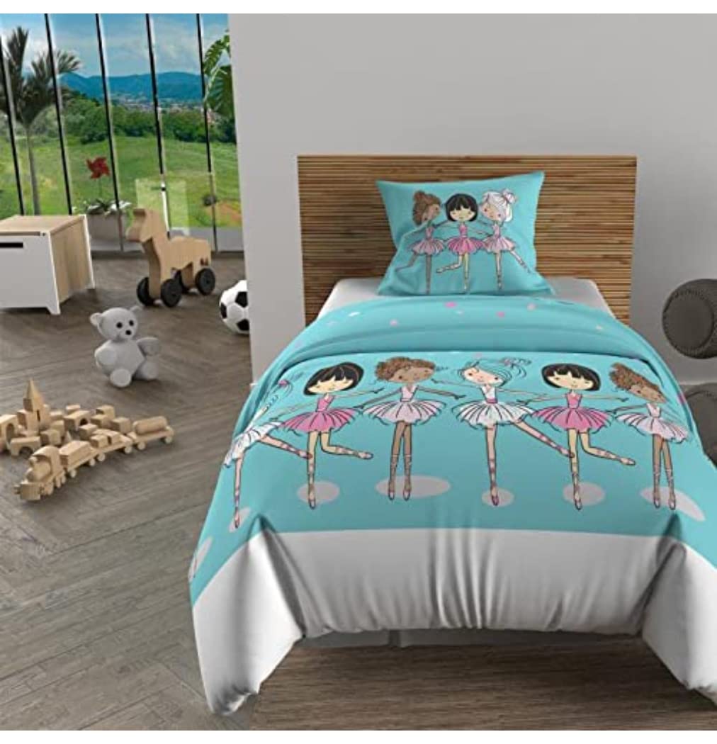 Soleil d'ocre, Duvet Cover Set 140 x 200 cm Dancers Blue 100% Cotton 57 Threads/cm2