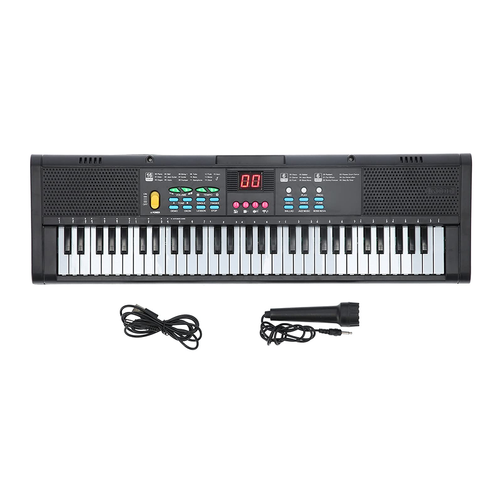 Electric Piano Keyboard with 61 Keys, Digital Piano Instrument - 16 Tones, 6 Rhythms & Demo Songs - Small Black Music Stand
