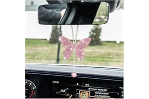 XINLIYA Bling Butterfly Diamond Car Accessories, Crystal Car Rear View Mirror Charms for Women, Car Decoration Lucky Gifts Ha