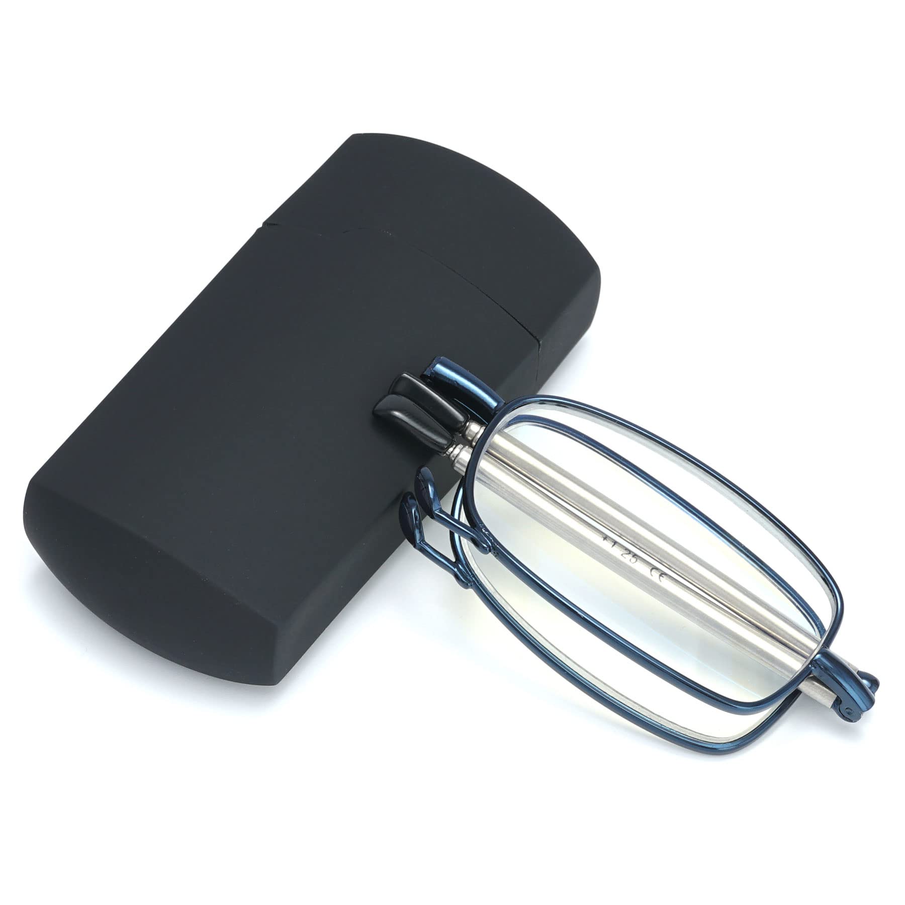 Lanomi Portable Reading Glasses Metal Lightweight Folding Blue Light Blocking Glasses Reader Eyeglasses 1.0 1.25 1.5 1.75 2.0 2.25 2.5 2.75 3.0 with Case for Men Women Blue 2.0