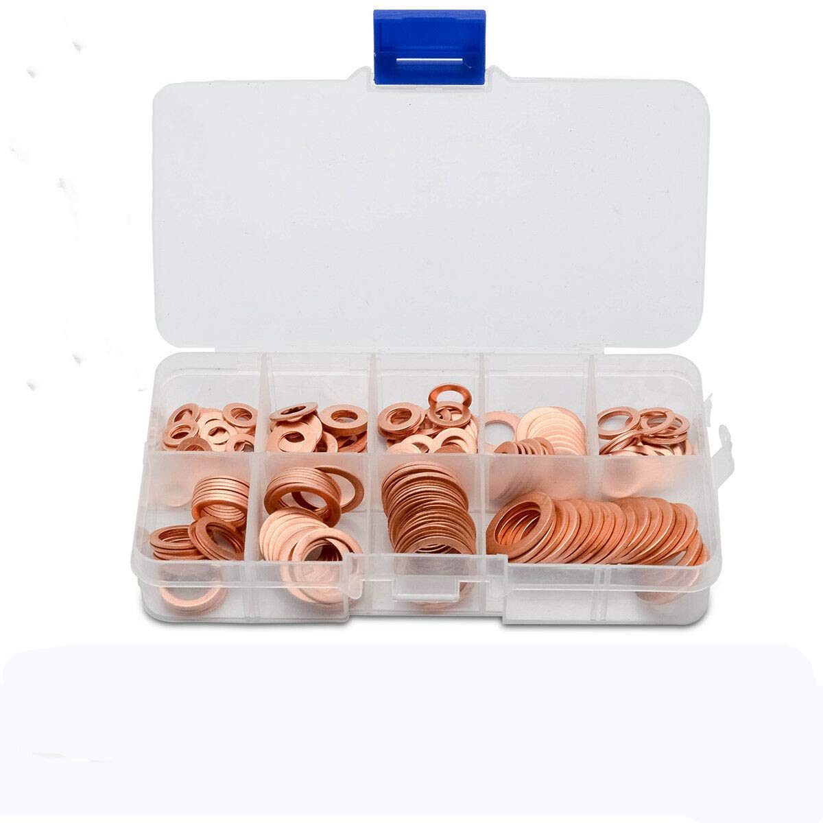 200pcs Copper Washer Set Gasket Sealing Ring Assortment Kit for Hardware Accessories（9 Sizes，M5-M14 ）