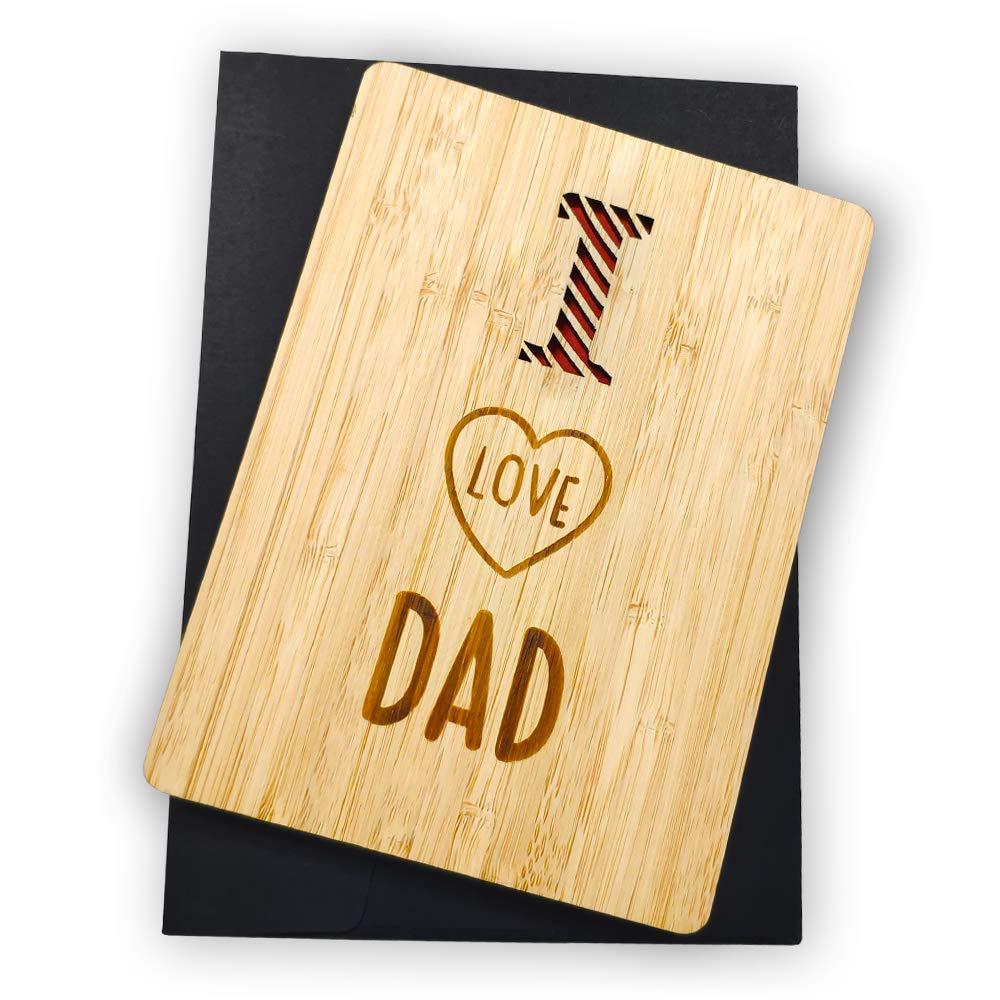 Father's Day Card For Dad, Happy Father’s Day Wooden Greeting Card, Dad’s Birthday Card For Dad - Unique Gift For Dad from Daughter and Son, Wife