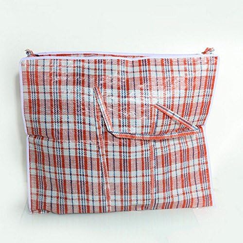 Extra Large Checkered Reusable Laundry Storage Clothes Travel Tote Luggage Shopping Moving Bag with Zipper and Handles Convenient Size 23" x 23" x 5", 1